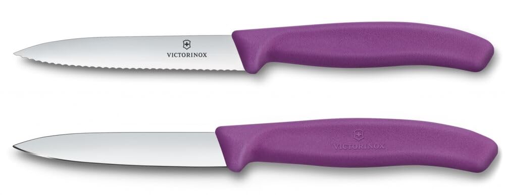 Victorinox Swiss Classic, Tomato and paring Knife Set, 2-piece, Extra Sharp Blade, Plastic Handle, Stainless Steel, Swiss Made, Pink