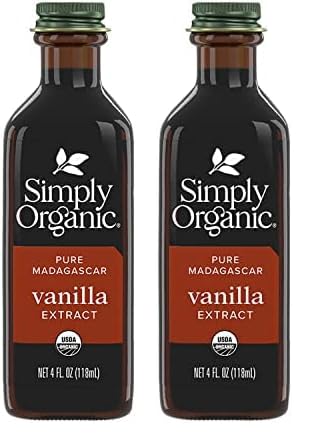 Simply Organic Pure Madagascar Vanilla Extract, 4-Ounce Glass Jar, Certified Organic, Sugar-Free Flavor For Smoothies (Pack of 2)
