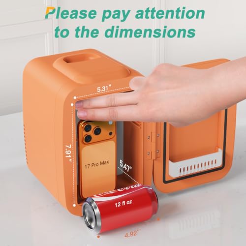 CROWNFUL Mini Fridge, 4 Liter/6 Can Portable Cooler and Warmer Personal Refrigerator for Skin Care, Cosmetics, Beverage, - Additional View