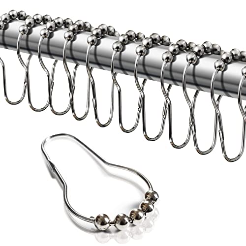 Maiqufa Shower Curtain Hooks Rings,Rust-Resistant Metal Double Roller Glide Shower Curtain Rings For Bathroom Shower Rods Curtains,Set Of 12 #TOP1