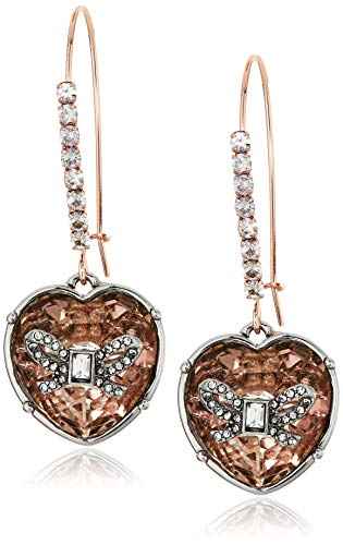 Betsey Johnson (GBG) Women's Blush Stone Heart Long Drop Earrings, Blush, One Size