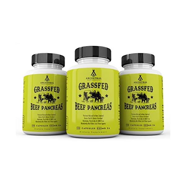 Ancestral-Supplements-Grass-Fed-Pancreas--Digestive-Proteolytic-Enzymes-Including-Trypsin-and-Pancreatic-Support-180-Capsules Ancestral Supplements Grass Fed Beef Pancreas Supplement, 500mg, Pancreatic Support with Proteolytic Digestive Enzymes for Digestion Support, Including Trypsin, Non GMO, 180 Capsules