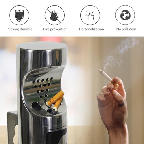 Cenicero de pared, diseño con cerradura para uso en exteriores, ahorra espacio, con tornillo de expansión para bares, oficinas, restaurantes, cafeterías