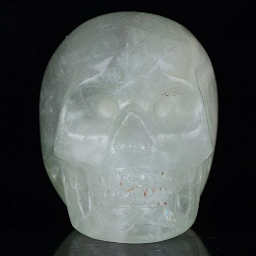 Mineralbiz 1.3"-1.5" Length Natural Green Fluorite Carved Crystal Gemstone Human Skull Head Carving Sculpture #TOP1