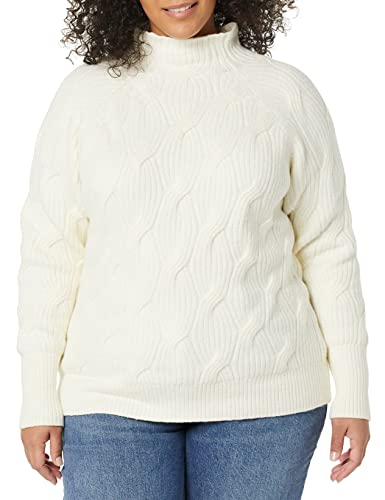 Amazon Essentials Women's Soft Touch Funnel Neck Cable Sweater, Ivory, Large #TOP2