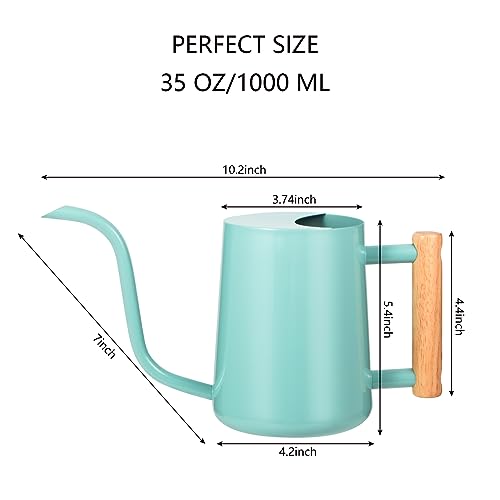 Image of Watering Can Indoor Plants, 35oz Small Indoor Stainless Steel Metal Watering Can Modern Decorative Watering Pot with Long Spout for Indoor House Plant Bonsai Outdoor Garden Flowers Green