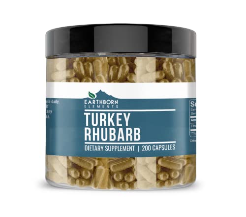 Earthborn Elements Turkey Rhubarb Extract 200 Capsules, Pure & Undiluted, No Additives
