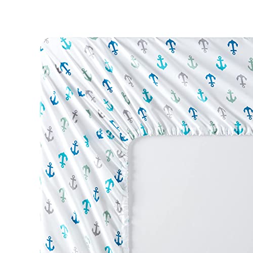 Vonty Kids Full Sheet Set Boat Anchor Brushed Microfiber Bed Sheet For Boys & Girls, Ultra Soft & Easy To Wash (1 Fitted Sheet + 1 Flat Sheet + 2 Pillowcase) #TOP6