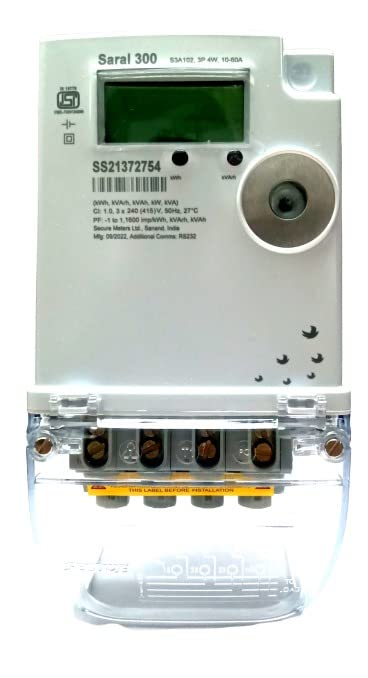 Secure 3 Phase 4 Wire Saral 300 Unidirectional Digital Energy Meter 10-60A, 230-240V