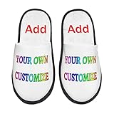 GUANGSHACORA Custom Unisex Furry Slippers, Add Your Photo Name Design House Shoes Fuzzy Slides Personalized Flat Slippers Casual Closed Toe Slippers for Men Women (Women6-8.5/Men6-8)