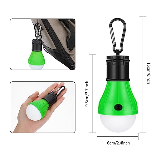 Campinglampe, LED Camping Lampen, 100 Lumen Tragbare Zeltlampe mit Karabiner Laterne Glühbirne Set Notlicht Wasserdicht Camping Licht für Abenteuer Angeln Notfall Stromausfall (5 Stück)