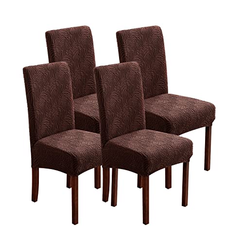 Dining Chair Covers, Chair Covers for Dining Room Stretch Chair Covers Parsons Chair Slipcover, for Dining Room Kitchen Chair Protector Cover, Removable, Washable (Chocolate, 4 Pack)