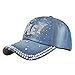 Bonnet Casual Denim Retro Point Drill Washed Old Hat Solid Color Baseball Cap für Herren und Damen Wintermütze Kinder 3 Jahre Wintermütze Mädchen 4 Jahre Mütze Jungen Winter, c, taille unique