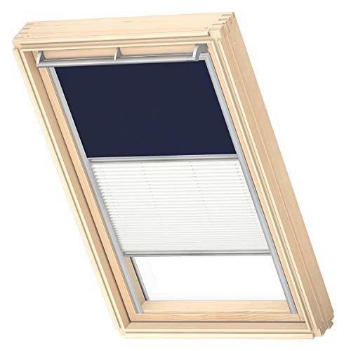 VELUX Original Store Duo Occultant et Tamisant (DFD), Cadre Argenté, M04, 304, 1, Bleu Foncé