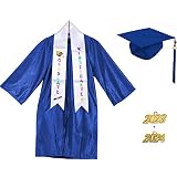 JIN JING BAO Preschool and Kindergarten Graduation Cap Gown Stole Package with 2023 Tassel (Royal Bl