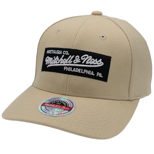 Mitchell & Ness Box Logo Classic Red Snapback - Khaki