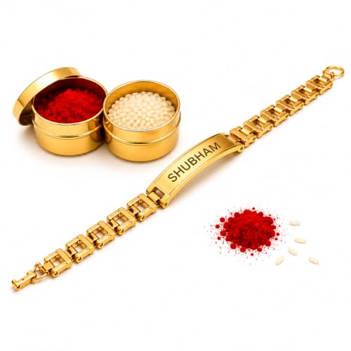 Image of Unisex-Adult Customized Name Rakhi For Brother | Rudraksha Beads, Custom Name Engraving, Adjustable Fit