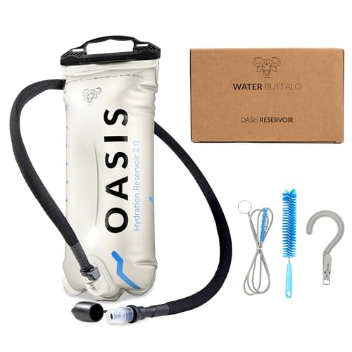 Water Buffalo Oasis Hydration Bladder – 2L and 3L Water Bladder for Hiking Backpack, Leakproof Design with Insulated Hose and High-Flow Bite Valve