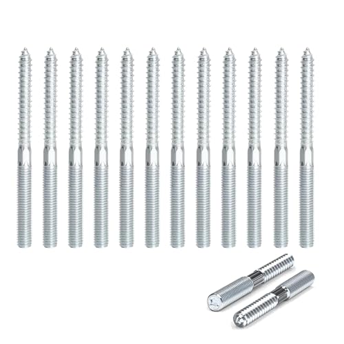 12 tornillos M8, M8 x 80 mm, tornillos Torx TX25, tornillos de doble rosca para madera, de acero galvanizado