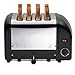 Dualit Classic 4 Slice Vario 2.2kW Toaster, Black and Stainless Steel, Hand Built in the UK, Replaceable Proheat Elements, Heat 2 or 4 Slots, Defrost Bread, Mechanical Timer, Model 40344, E266