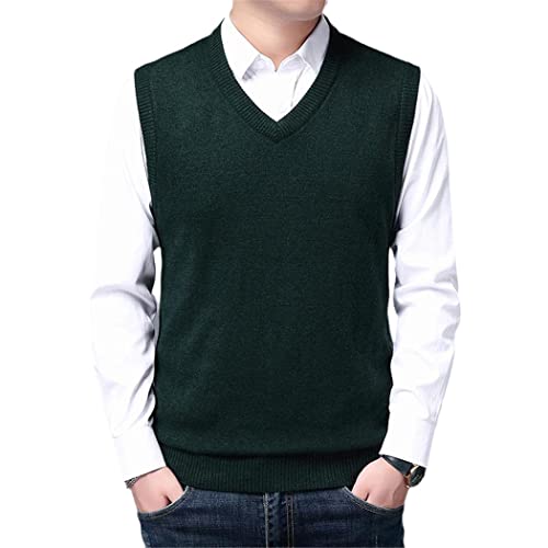 Chaleco de invierno casual para hombre suéter sin mangas verde XL
