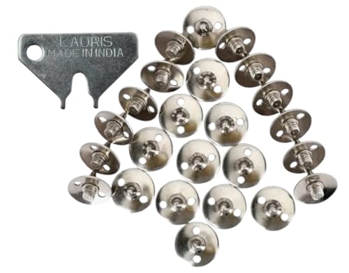 Image of Lauris Cricket Shoe Spare Spikes for Men Boys Full Metal Replaceable Nails pins | Pack of 22 Pieces with Tighter Key Remover Spanner compatiable for Indian Shoes Thread Size 6 mm Metallic