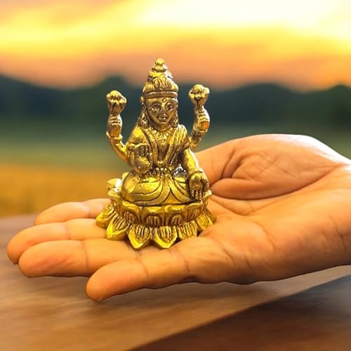 Estatua de Diosa Lakshmi de Latón Sólido 2.9 Pulgadas miniatura 5