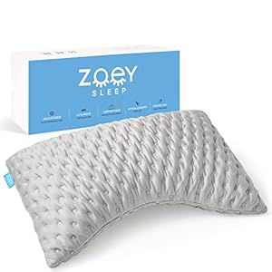 Zoey Sleep Side Sleep Pillow for Neck and Shoulder Pain Relief – Adjustable Memory Foam Bed Pillows for Sleeping – Plush Machine Washable Pillow Cover – Queen Size 19″ x 29″ (Queen, Grey)