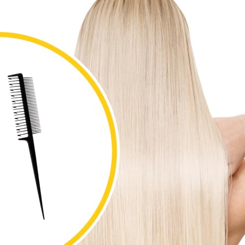 Foto von Perfeclan Profi Doppelseitiger Stielkamm, Haarfärbepinsel Färbekamm, Schwanzkämme, Feiner Zahnkamm, Friseurkammzähne Spezialsträhnenkamm Haarefärben Kamm für Friseursalon, Home, Frauen und Männer