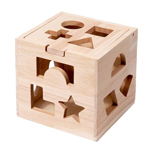 Cubo de clasificación de formas, caja de cambio de forma - Clasificador de madera con forma de juguete, bloques de clasificación,Juguete educativo colorido con 13 formas Juegos de rompecabezas clásico