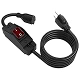 STARELO Extension Cord with ON/Off Near Waterproof Switch,Extension Cord with Switch 3-Prong Outdoor 1875W,Black Heavy Duty, 14/3 SJTW 15A 125V Grounded Plug Receptacle.(6FT,Black)