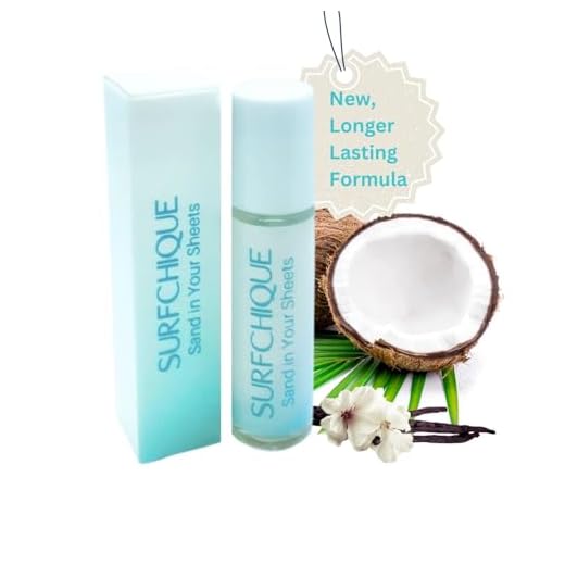 SURFCHIQUE Tropical Beach Perfume Oil Roll on Fragrance for Women with Coconut, Vanilla notes and touch of Mango & Papaya - Sand in Your Sheets