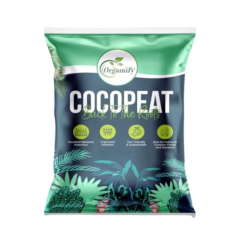 Orgamify Decompressed Cocopeat Powder (1KG) – Ready-to-Use Coconut Coir Soil Conditioner for Seed Germination, Potting, Indoor/Outdoor Gardens – 100% Natural, High Water Retention