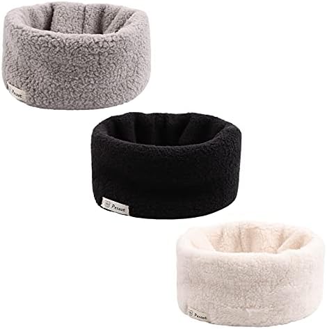 Fleece Warm Kids Scarf Thick Velvet Boys Girls Round Scarves Toddler Kids Winter Neck Warmer (White+Light Gray+Black, 1-7 Years)