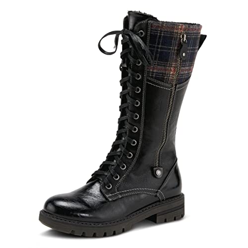 PATRIZIA Spring Step Chickeze Tall Boots for Women - Pull-On Ladies Boots with Lace-up, Zipper Closure - Womens Boots for Outdoor