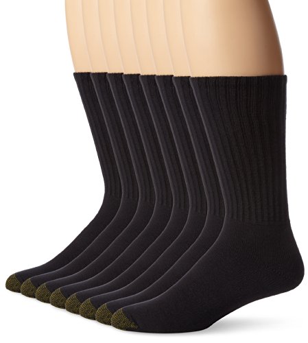 Gold Toe Men's Cotton Crew 6 Plus 2 Bonus Pack, Black, Sock Size: