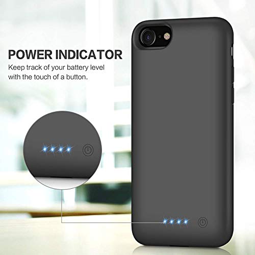 QTshine Battery Case for iPhone 6/6s/7/8, Upgraded [6000mAh] Protective Portable Charging Case Rechargeable Extended Battery Pack for Apple iPhone 6/6s/7/8 (4.7') - Black - Thumbnail 5