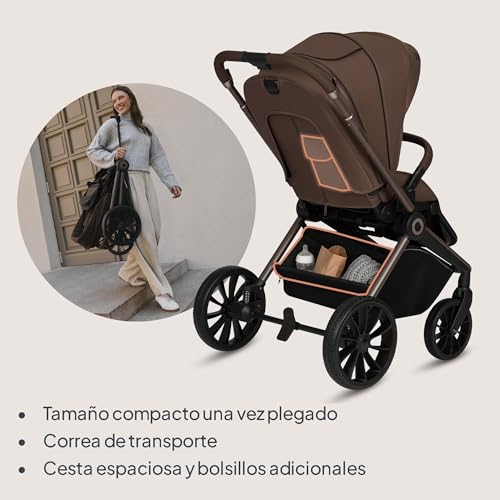 Miniatura 8 de Lionelo Mika Plus 2 En 1 Cochecito De Bebé 0-48 Meses Hasta 22 Kg Capazo Hasta 9 Kg, Ajuste De Respaldo Y Reposapiés, Suspensión, Airydots, Ruedas De Pu Giratorias 360 Capota Xxl
