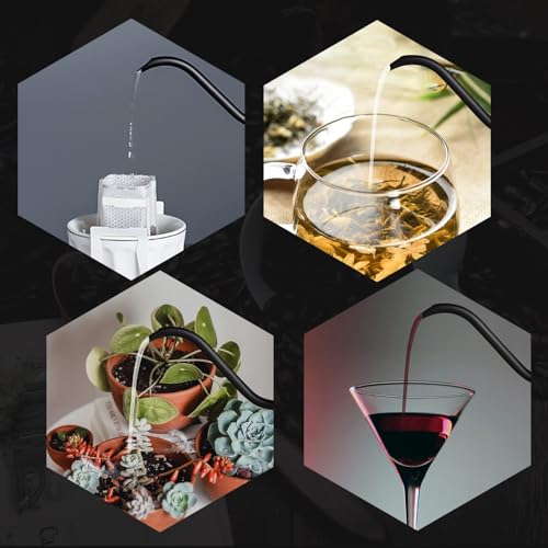 PARACITY Pour Over Wasserkocher, Schwanenhals-Auslauf, Kaffee-/Teekanne, 340 ml, mit Deckel, hängender Ohr, stumpf, lang, schmal, Tropfbecher für Kaffeemaschine, Karaffe, Camping-Kaffeekanne für