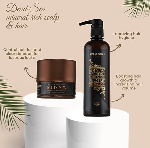 Image of Combo of Mud shampoo and Mud scalp Hair Mask, 500ml each With Free with Argan Oil Hair Serum 50ml With Dead sea minerals | Dead sea mud mask