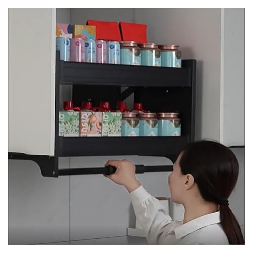 Genérico Estante abatible para Armario de Cocina, Organizador de Almacenamiento Superior, de Metal, con asa cómoda, 18, 20, 22, 24, 26, 28, 30, 32 y 34 Pulgadas de Ancho, Gran Capacidad (71 x 26 x 53