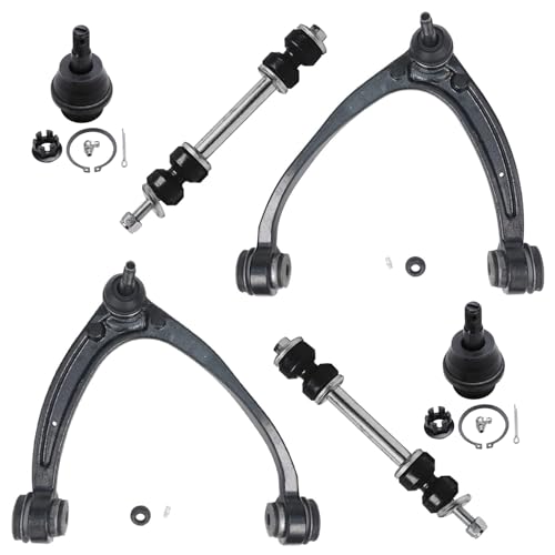 Image of Detroit Axle - 6pc Front End Kit for 2007-2016 Chevy Silverado 1500 | GMC Sierra 1500 Tahoe, 2007-2014 Yukon XL 1500 Escalade ESV EXT, 2 Upper Control Arms w /Ball Joint 2 Lower Ball Joints 2 Sway