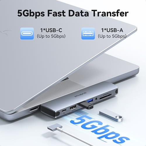 Image of USB C Hub Adapter for MacBook Pro Air 2022 2021 2020 2019 Docking Station for MacBook M1 M2 USB C to HDMI Mac Accessories Multiport Dongle with 4K HDMI USB 3.0 SD TF Thunderbolt 3 USB-C Port Type C