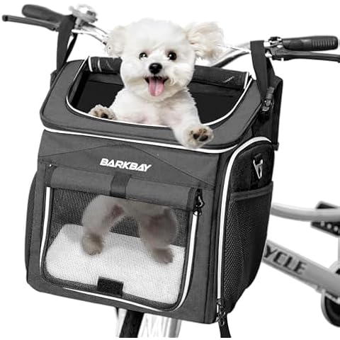 Dog Bike Basket Carrier with Removable & Foldable Design Cover