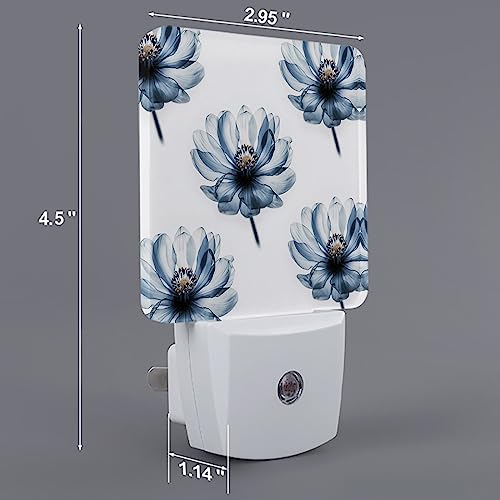 Image of Night Light Plug in LED Night Lamp Automatic Sensor Kids Night Lights Plug into Wall, Stereoscopic Flowers Watercolor Floral Square Dim Night-Lights for Bedroom Bathroom Kitchen Hallway Home Decor