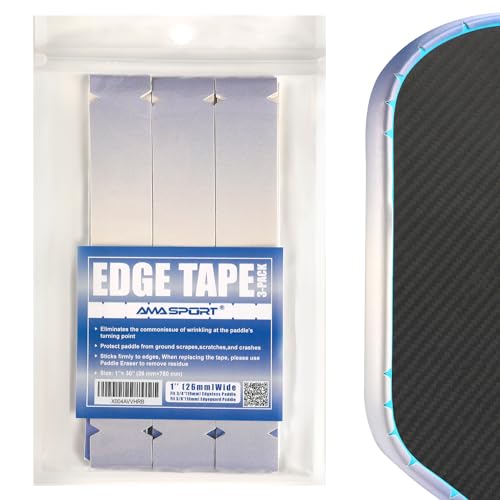 AMA SPORT Pickleball Paddle Edge Guard Tape 3 Pack - 26mm Width Protection Cover Perfectly Fits Curved Edge Without Wrinkling (Blue Gray Gradient)