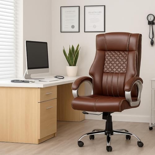 INNOWIN Obama Ergonomic Leatherette Executive High Back Revolving Desk Office Chair (Brown)