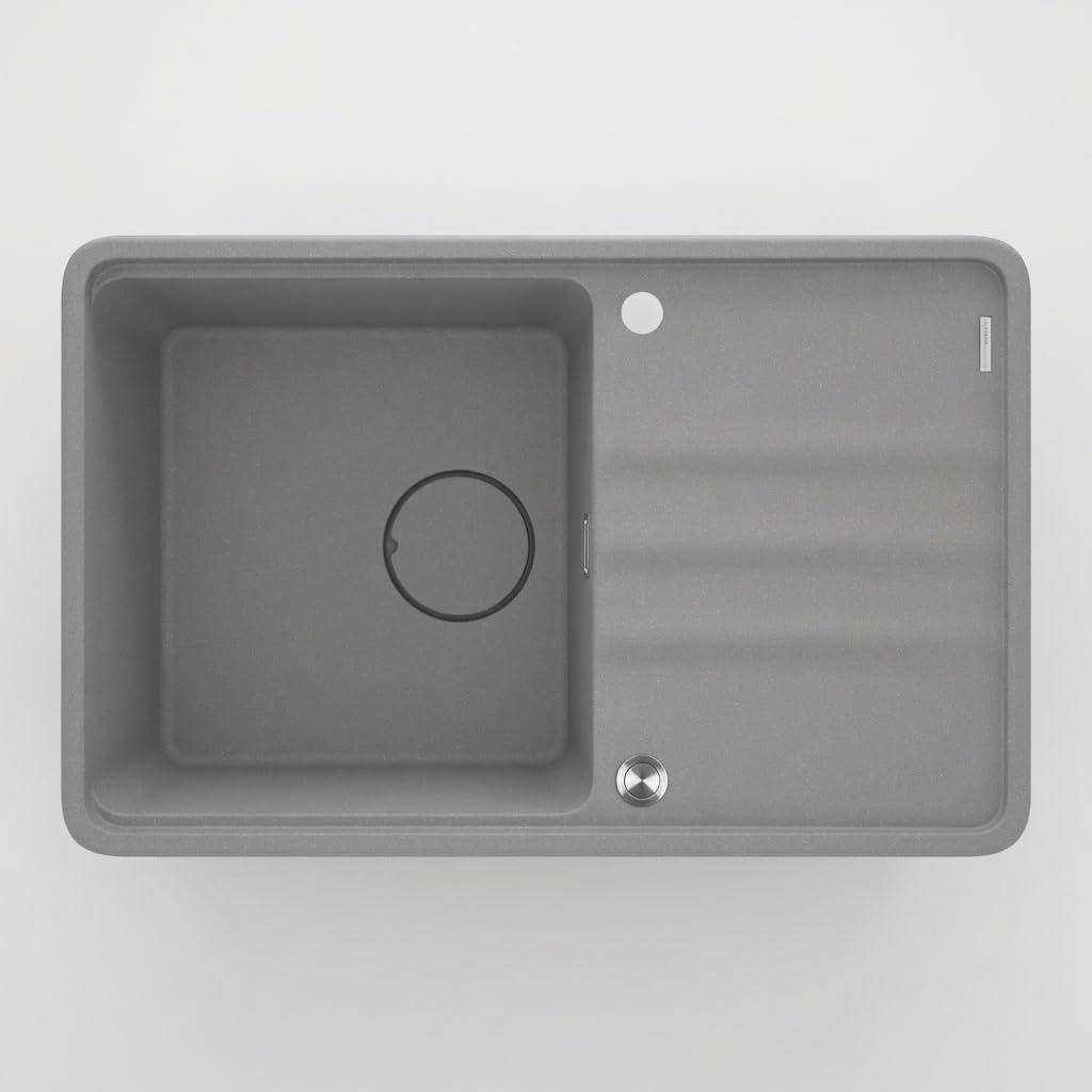Évier de cuisine en granit haut de gamme 78x50 cm gris métallisé Mira au design minimaliste chic