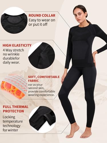 Thermal Underwear Set Womens, Ski Base Layers Set, Quick Dry Thermal Underlayer, Ladies Thermal Clothing & Leggings3