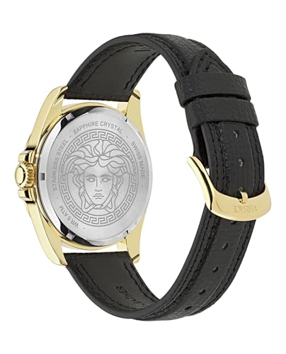 Versace Anteo Collection Luxury Mens Watch Timepieces with a Black Strap and Dial Featuring a Gold Case3